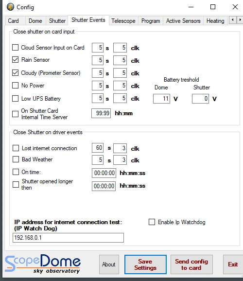 Weather settings