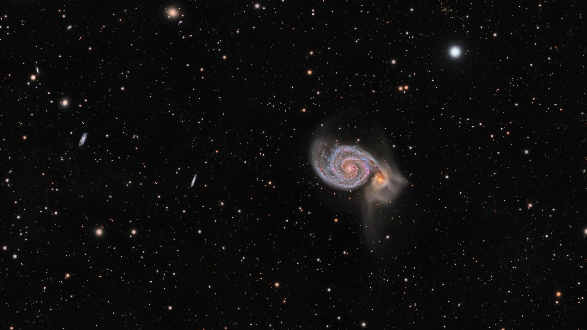 M51 Whirlpool Galaxy and its companion galaxy M51b